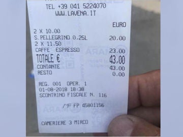 Cuenta de un restaurante de Venecia Cuenta de un restaurante de Venecia