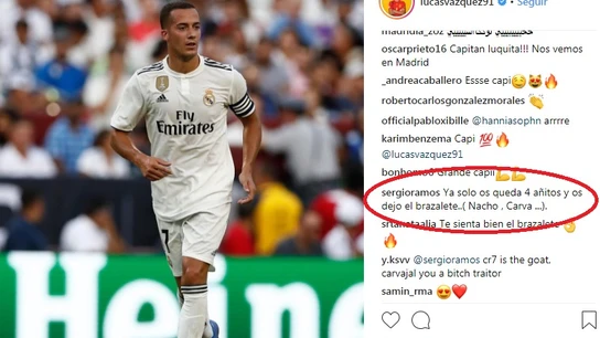 El comentario de Ramos en el Instagram de Lucas Vázquez El comentario de Ramos en el Instagram de Lucas Vázquez