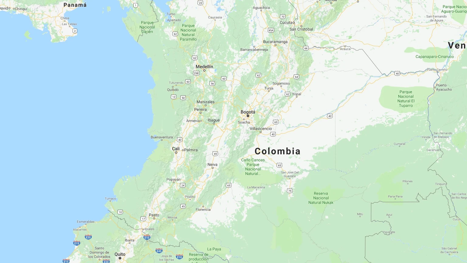 Zona de Colombia donde ha tenido lugar el terremoto Zona de Colombia donde ha tenido lugar el terremoto