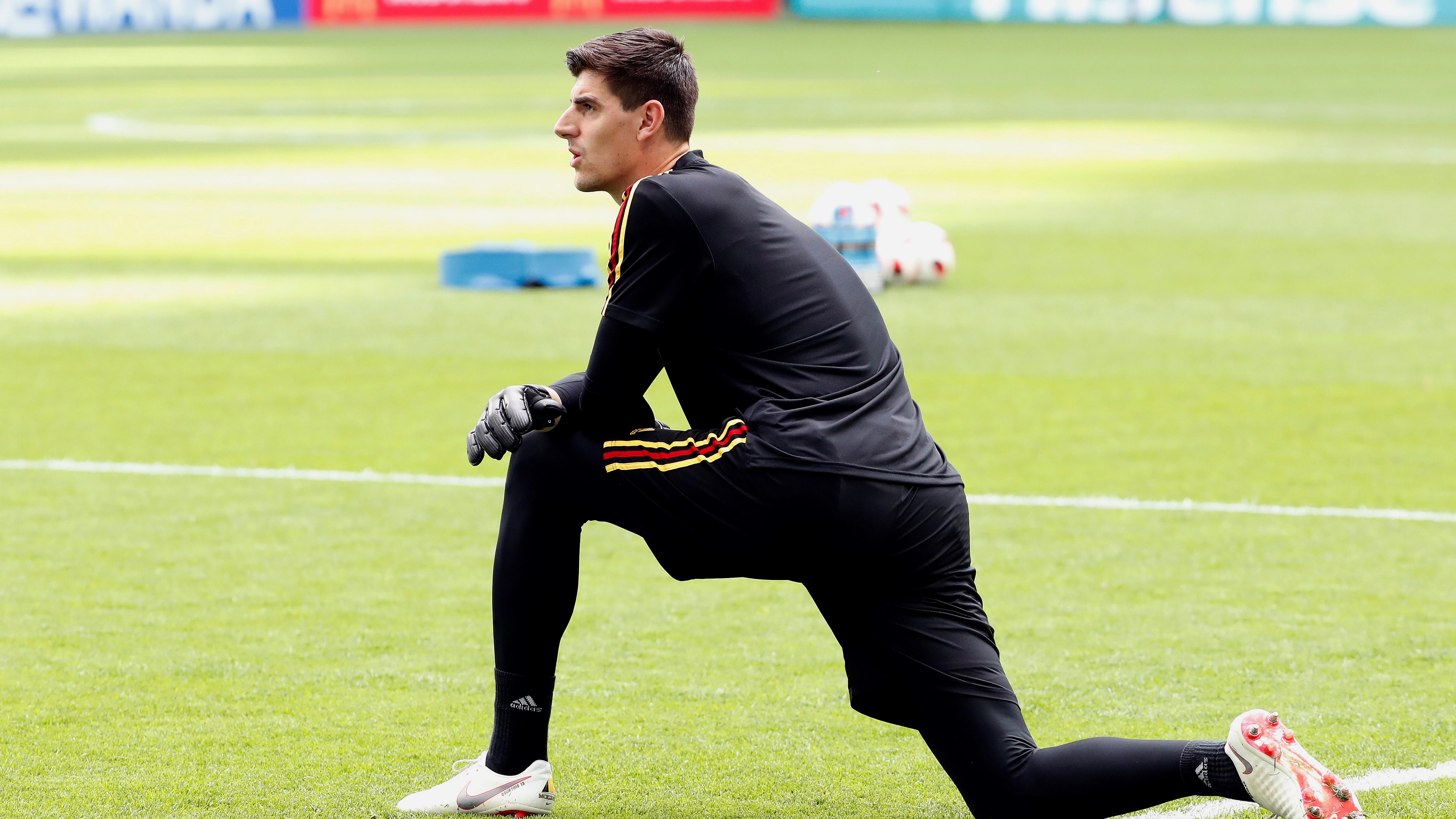 Courtois en un entrenamiento con la selección belga