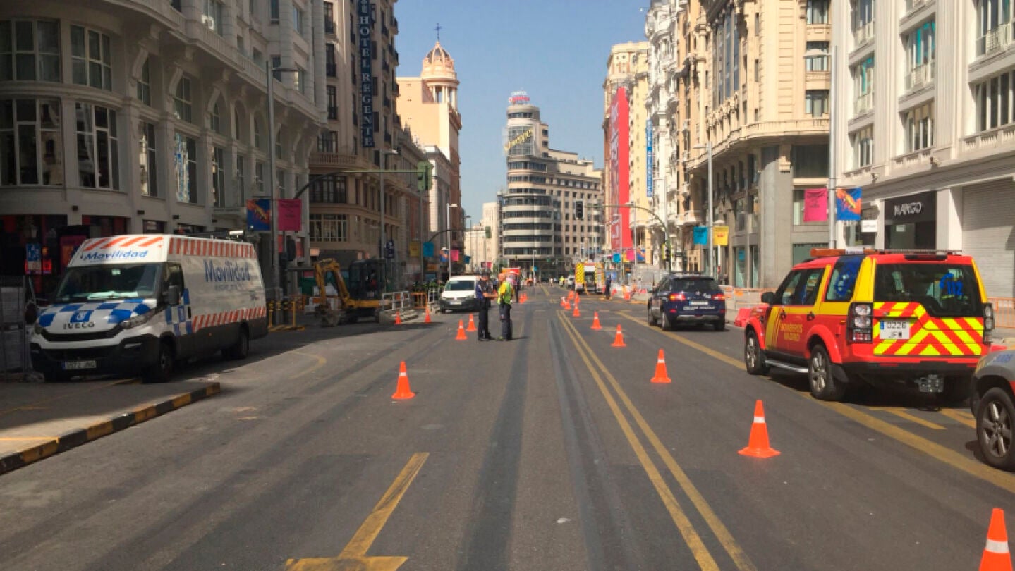 Escape de gas en la Gran V&iacute;a, Madrid