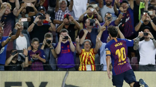 Messi celebra un gol con el Barcelona Messi celebra un gol con el Barcelona