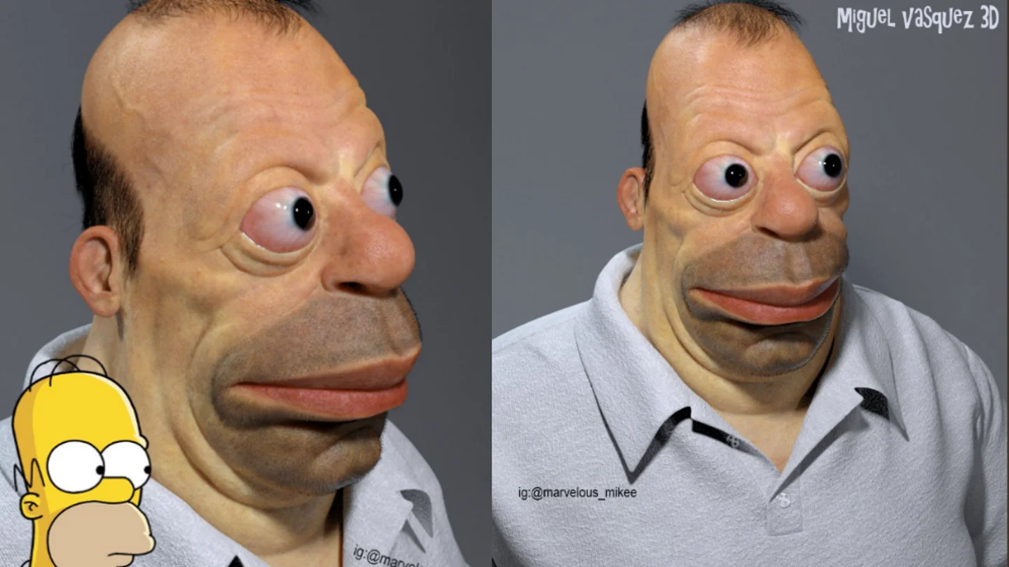 Homer Simpson en una escultura 3D Homer Simpson en una escultura 3D