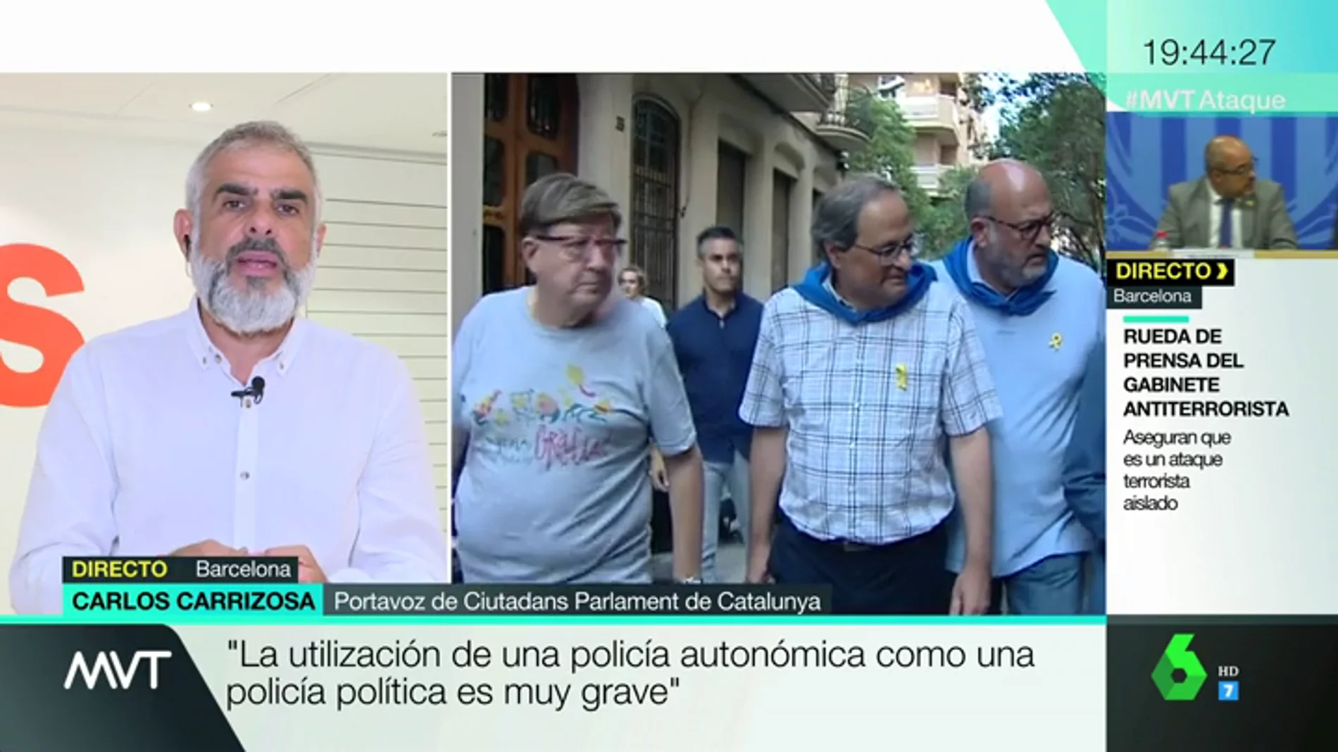 Carlos Carrizosa: "El Gobierno de Quim Torra está implantando la república y Sánchez mira para otro lado"
