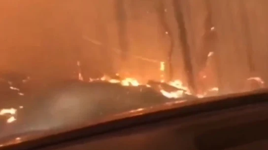 Un padre y un hijo huyen con su vehículo de un incendio en EEUU Un padre y un hijo huyen con su vehículo de un incendio en EEUU