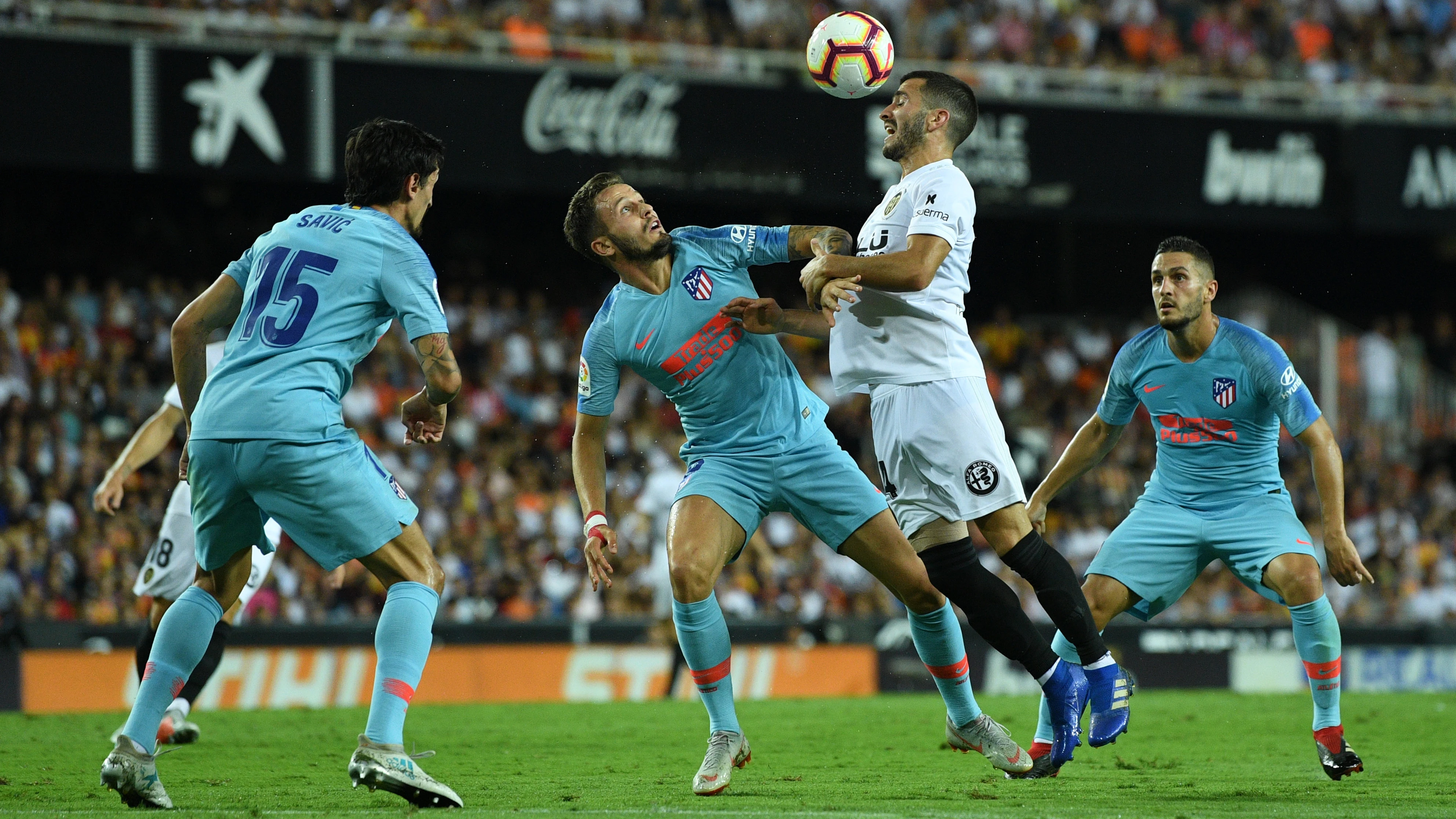 Momento del Valencia - Atlético disputado en Mestalla