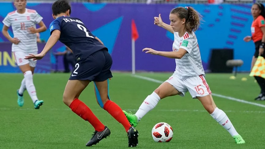 Momento del partido entre España y Francia en el Mundial sub-20