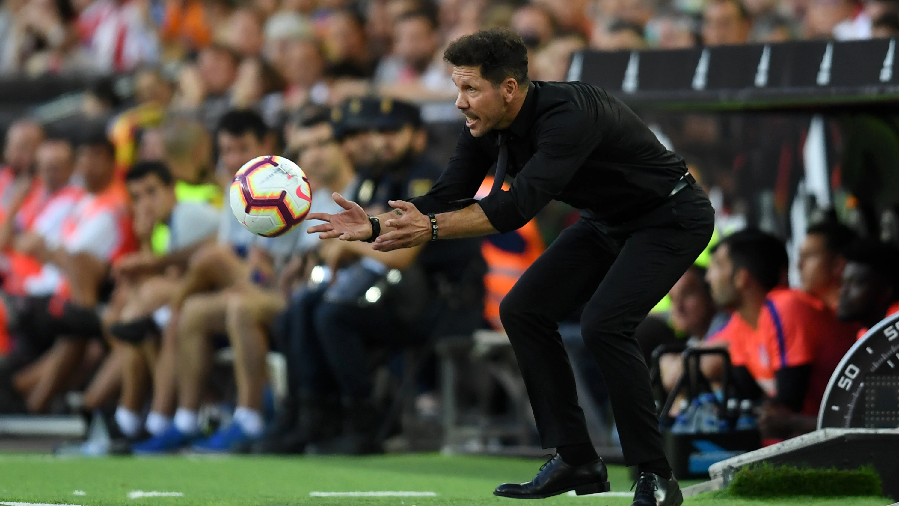 Simeone, durante el partido contra el Valencia