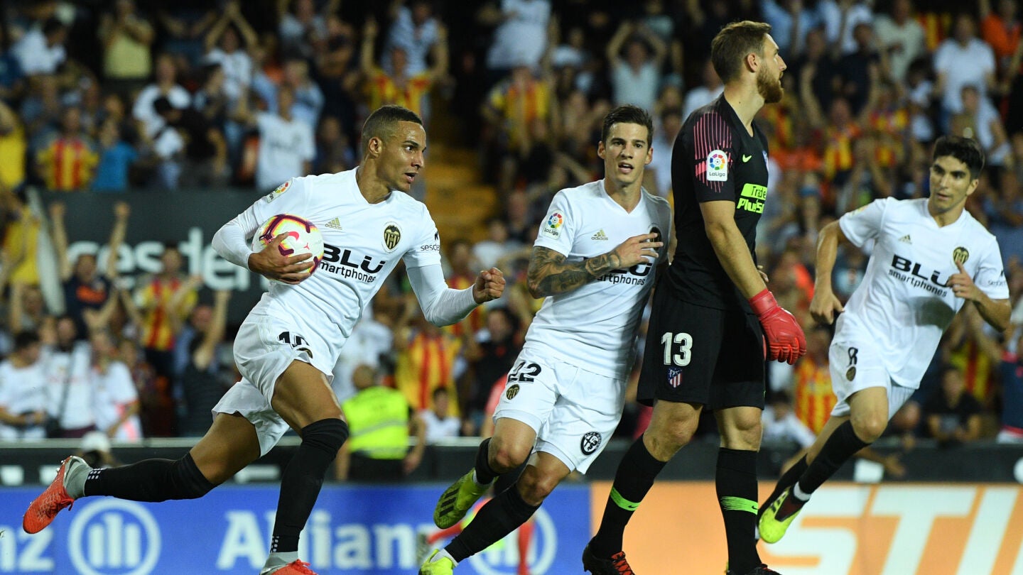 Rodrigo, tras marcar su gol contra el Atl&eacute;tico de Madrid