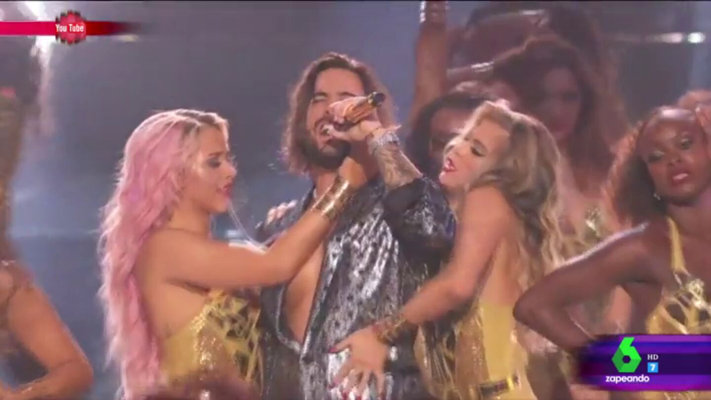 Maluma durante su actuaci&oacute;n en los MTV