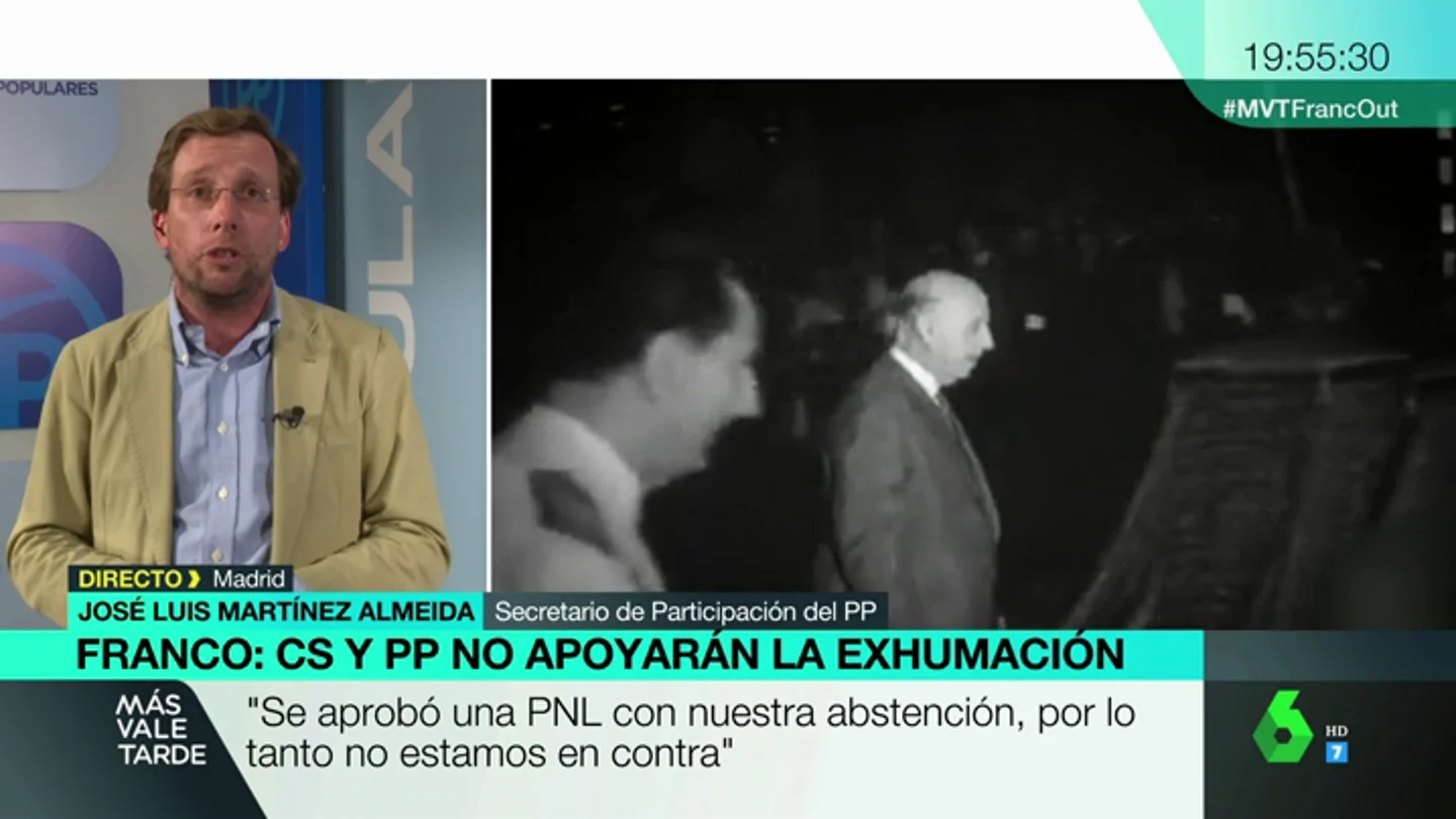 Martínez Almeida, sobre la exhumación de Franco: "No puede haber espacios de culto a un dictador, pero se deben cumplir los tiempos y procedimientos" Martínez Almeida, sobre la exhumación de Franco: "No puede haber espacios de culto a un dictador, pero se deben cumplir los tiempos y procedimientos"