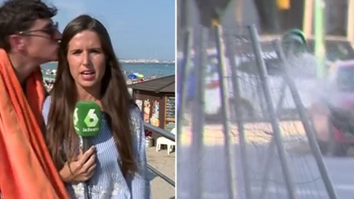 Un hombre besa a Elisabeth L&oacute;pez durante un directo