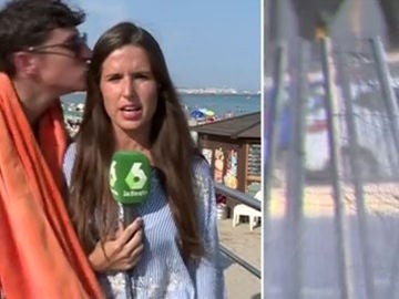 Un hombre besa a Elisabeth López durante un directo Un hombre besa a Elisabeth López durante un directo