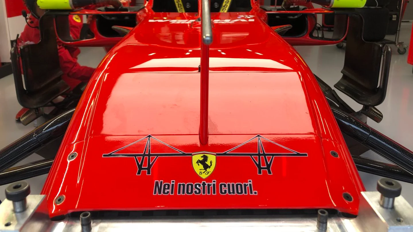 Homenaje de Ferrari a las víctimas del Puente de Génova Homenaje de Ferrari a las víctimas del Puente de Génova