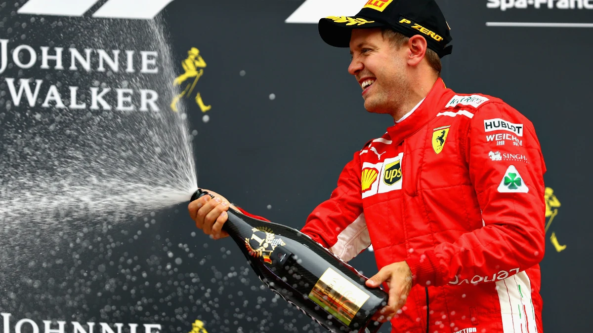 Vettel celebra la victoria en Spa