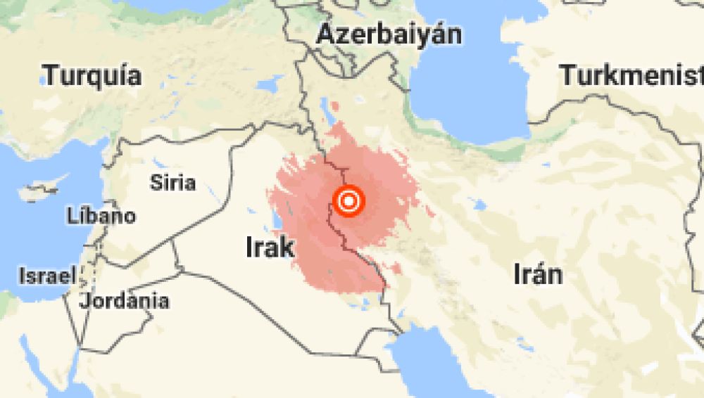 Epicentro del terremoto en Irán