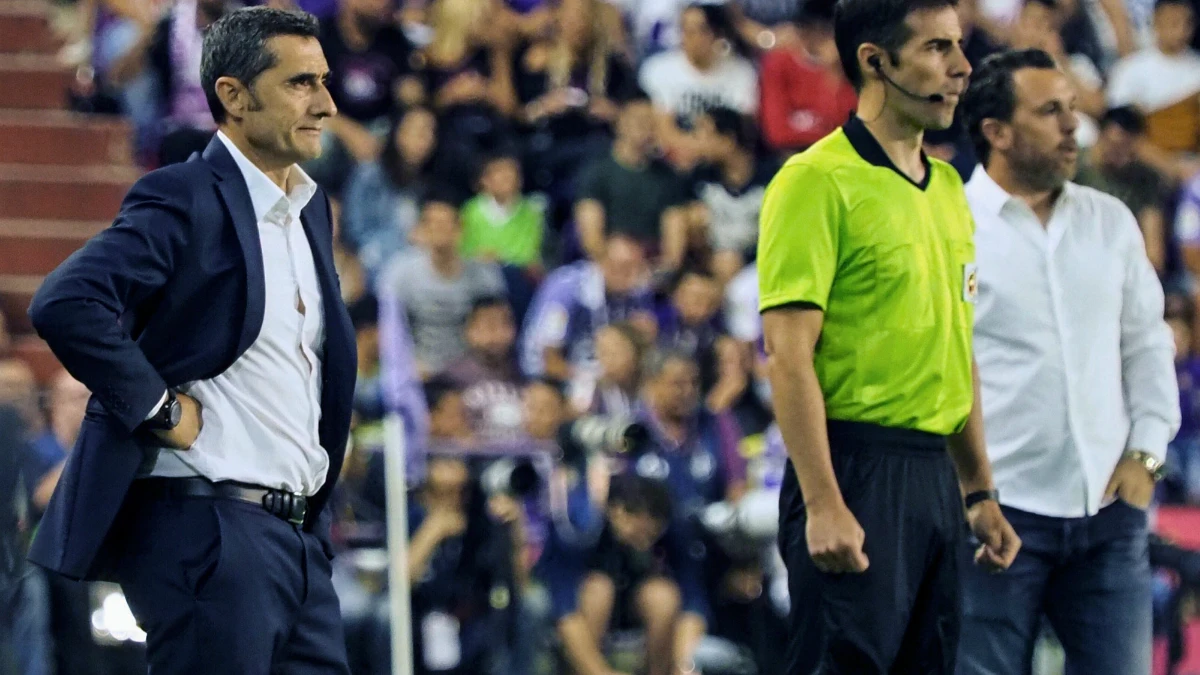 Ernesto Valverde, en un partido con el Barcelona