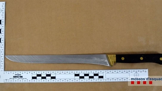 En la imagen el cuchillo con el que el detenido intentó atracar el supermercado en Blanes En la imagen el cuchillo con el que el detenido intentó atracar el supermercado en Blanes