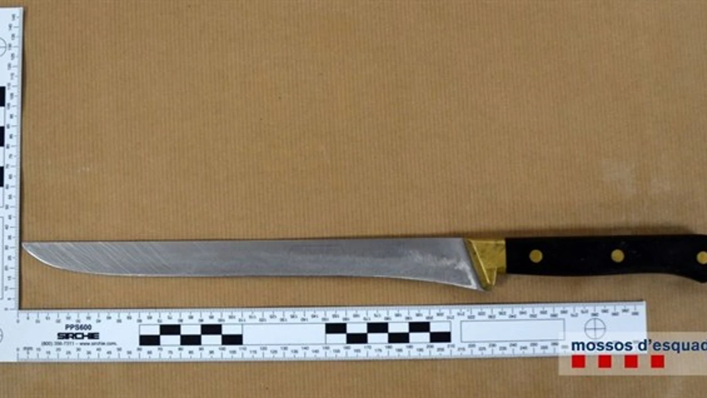 En la imagen el cuchillo con el que el detenido intentó atracar el supermercado en Blanes En la imagen el cuchillo con el que el detenido intentó atracar el supermercado en Blanes