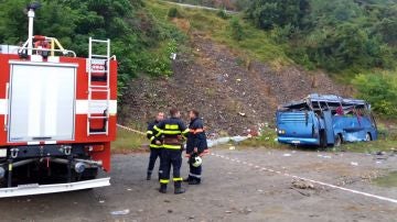 Lugar del accidente de autobús en Bulgaria