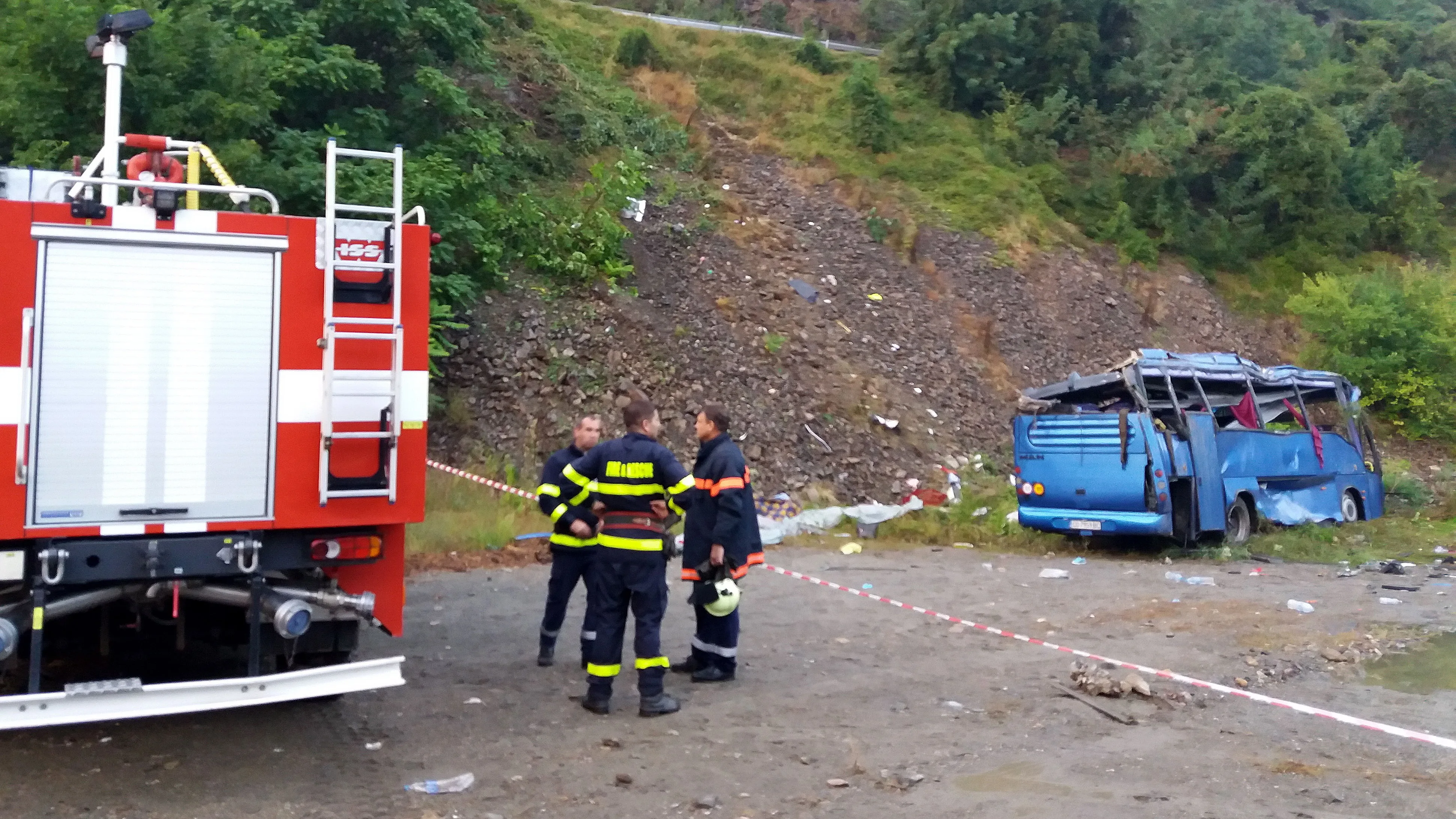 Lugar del accidente de autobús en Bulgaria