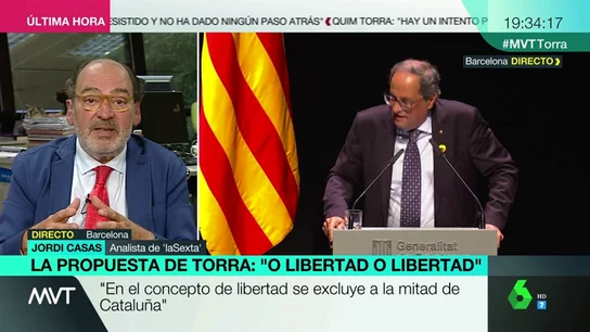 Jordi Casas, sobre la intervención de Torra: "Hoy se ha demostrado que hay ciudadanos de primera. El lugar donde debe expresarse es el Parlament" Jordi Casas, sobre la intervención de Torra: "Hoy se ha demostrado que hay ciudadanos de primera. El lugar donde debe expresarse es el Parlament"