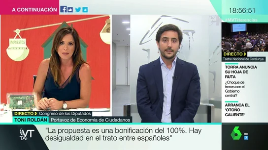 Toni Roldán, sobre el impuesto de sucesiones: "Hay una desigualdad enorme entre comunidades. La idea es un sistema fiscal que funcione" Toni Roldán, sobre el impuesto de sucesiones: "Hay una desigualdad enorme entre comunidades. La idea es un sistema fiscal que funcione"