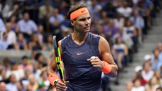 Rafa Nadal celebra un punto contra Thiem Rafa Nadal celebra un punto contra Thiem