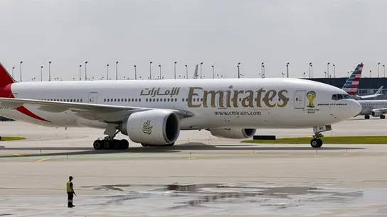 Imagen de archivo de un avión de la compañía Emirates. El vuelo, de la compañía Emirates, aterrizó en Nueva York alrededor de las 9.10 hora local (13.10 GMT) con unas 500 personas a bordo
