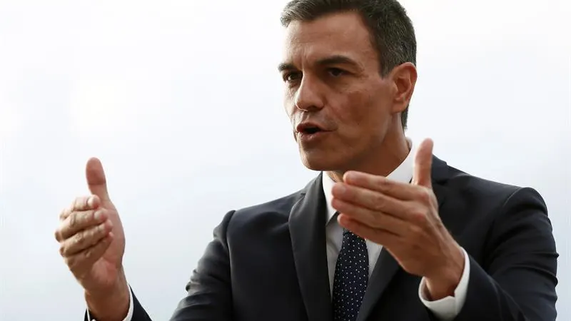 Pedro Sánchez en una rueda de prensa