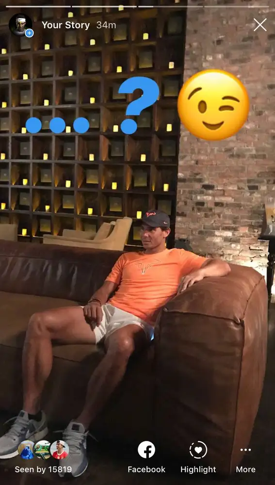 Nadal, en una historia subida a su cuenta de Facebook Nadal, en una historia subida a su cuenta de Facebook