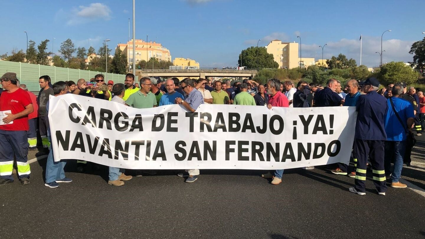 Fotograf&iacute;a facilitada por el Comit&eacute; de Empresa de Navantia de los trabajadores del astillero de Navantia de San Fernando