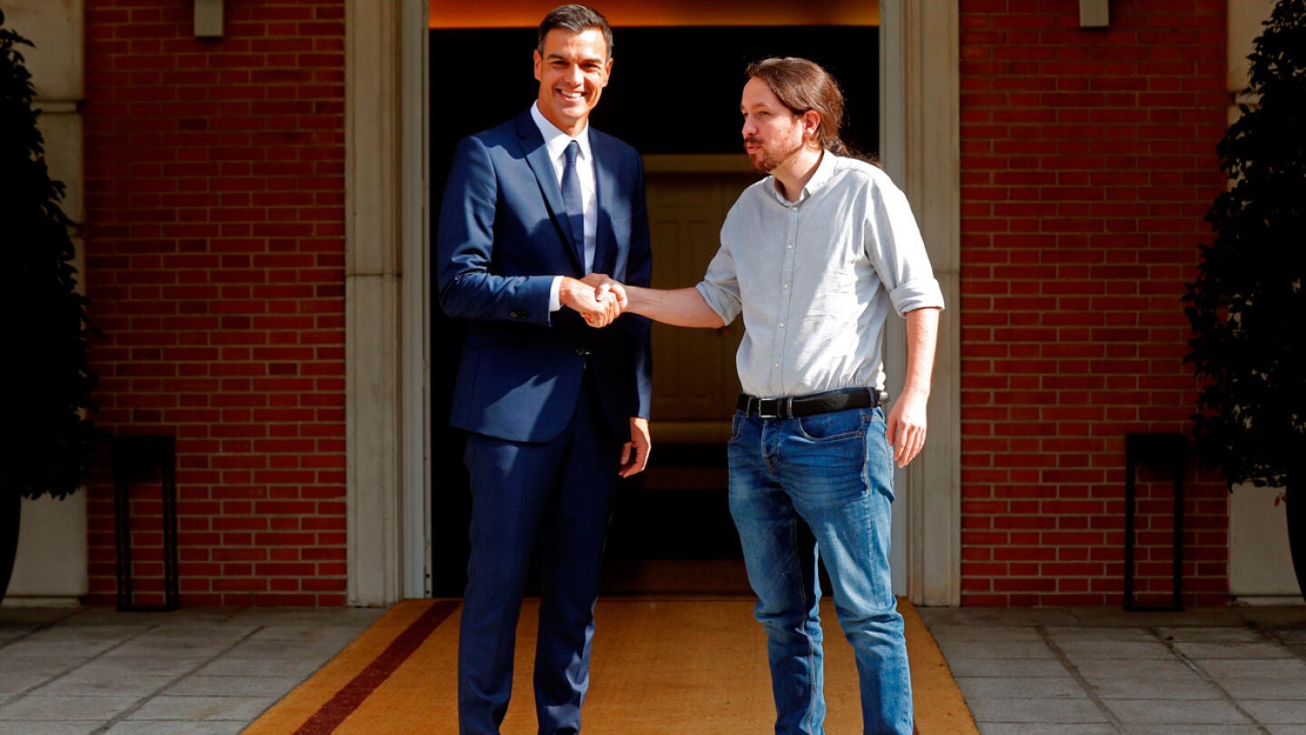Pedro S&aacute;nchez y Pablo Iglesias en la Moncloa