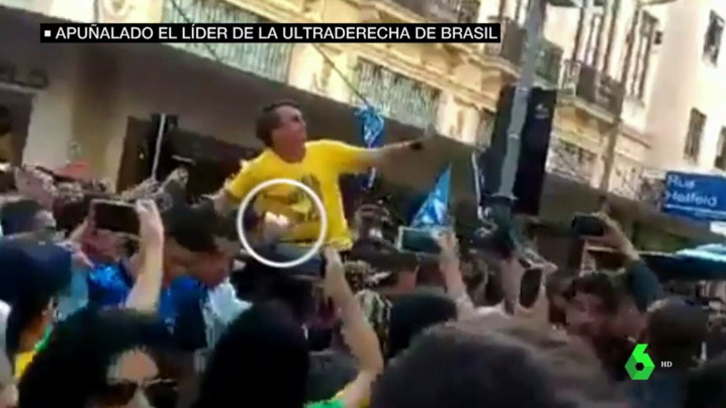 El impactante v&iacute;deo del apu&ntilde;alamiento al candidato ultraderechista Jair Bolsonaro