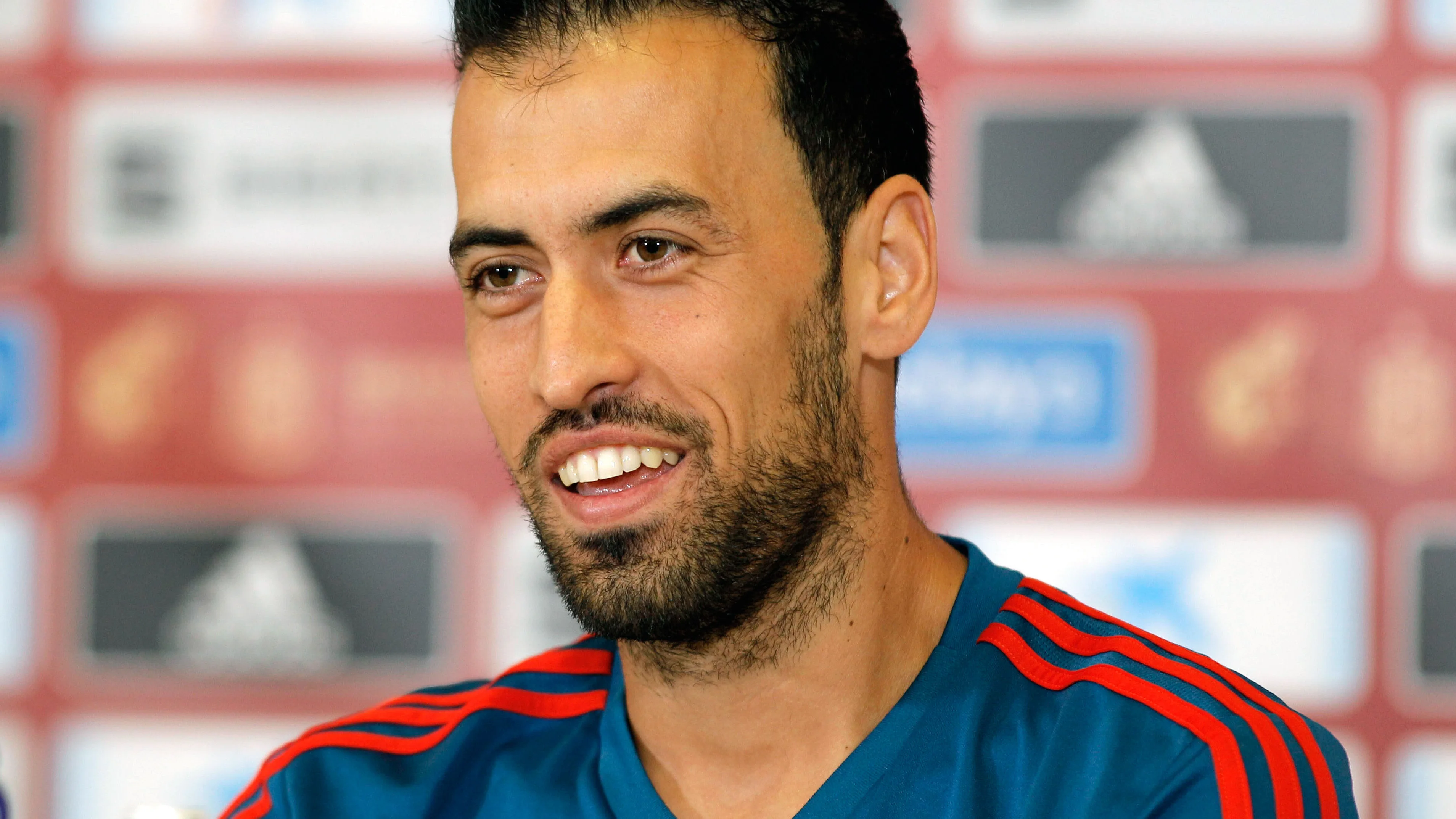 Sergio Busquets, en una rueda de prensa con la Selección