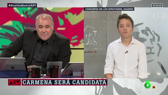 Íñigo Errejón celebra la candidatura de Carmena a la alcaldía: "Para mí Manuela es un referente personal y político, es algo muy inspirador" Íñigo Errejón celebra la candidatura de Carmena a la alcaldía: "Para mí Manuela es un referente personal y político, es algo muy inspirador"