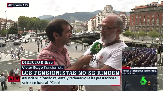 Habla uno de los pensionistas que se manifiestan en Bilbao: "No llegamos nunca a final de mes, eso es sobrevivir" Habla uno de los pensionistas que se manifiestan en Bilbao: "No llegamos nunca a final de mes, eso es sobrevivir"