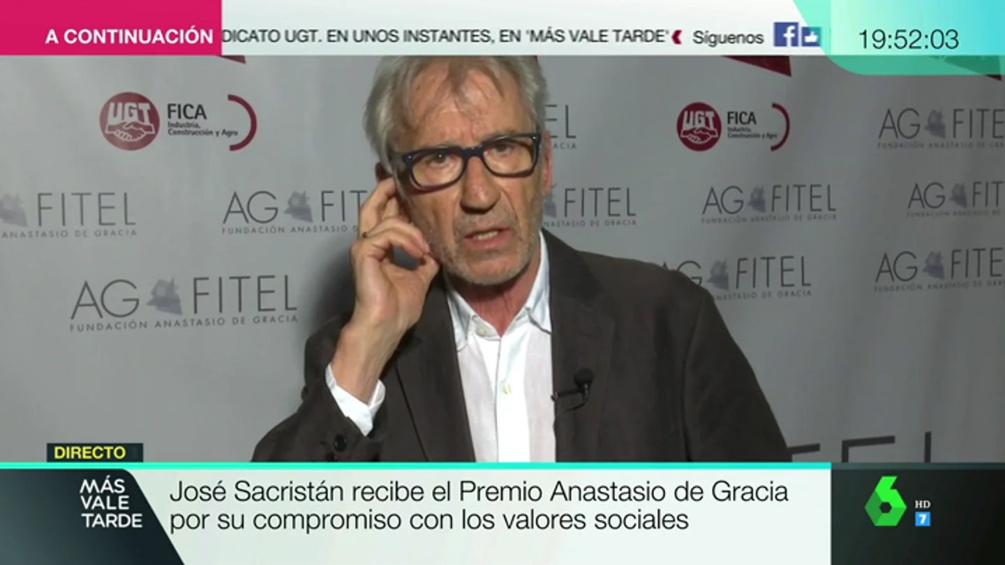 José Sacristan: "Tengo una idea del sentido de la justicia, y procuro defenderla" José Sacristan: "Tengo una idea del sentido de la justicia, y procuro defenderla"
