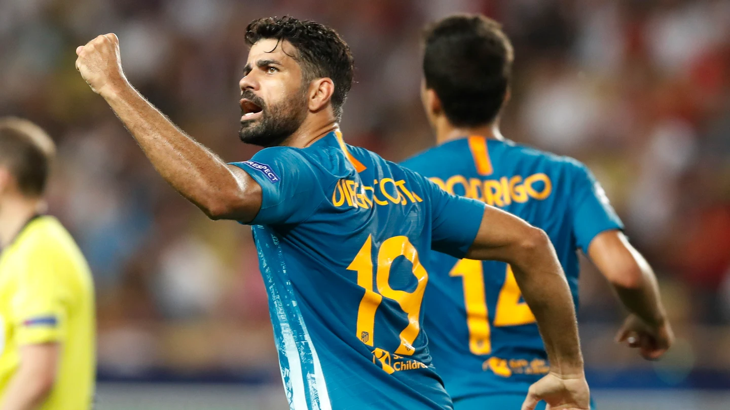 Diego Costa celebra el 1-1 en el Louis II de Mónaco Diego Costa celebra el 1-1 en el Louis II de Mónaco