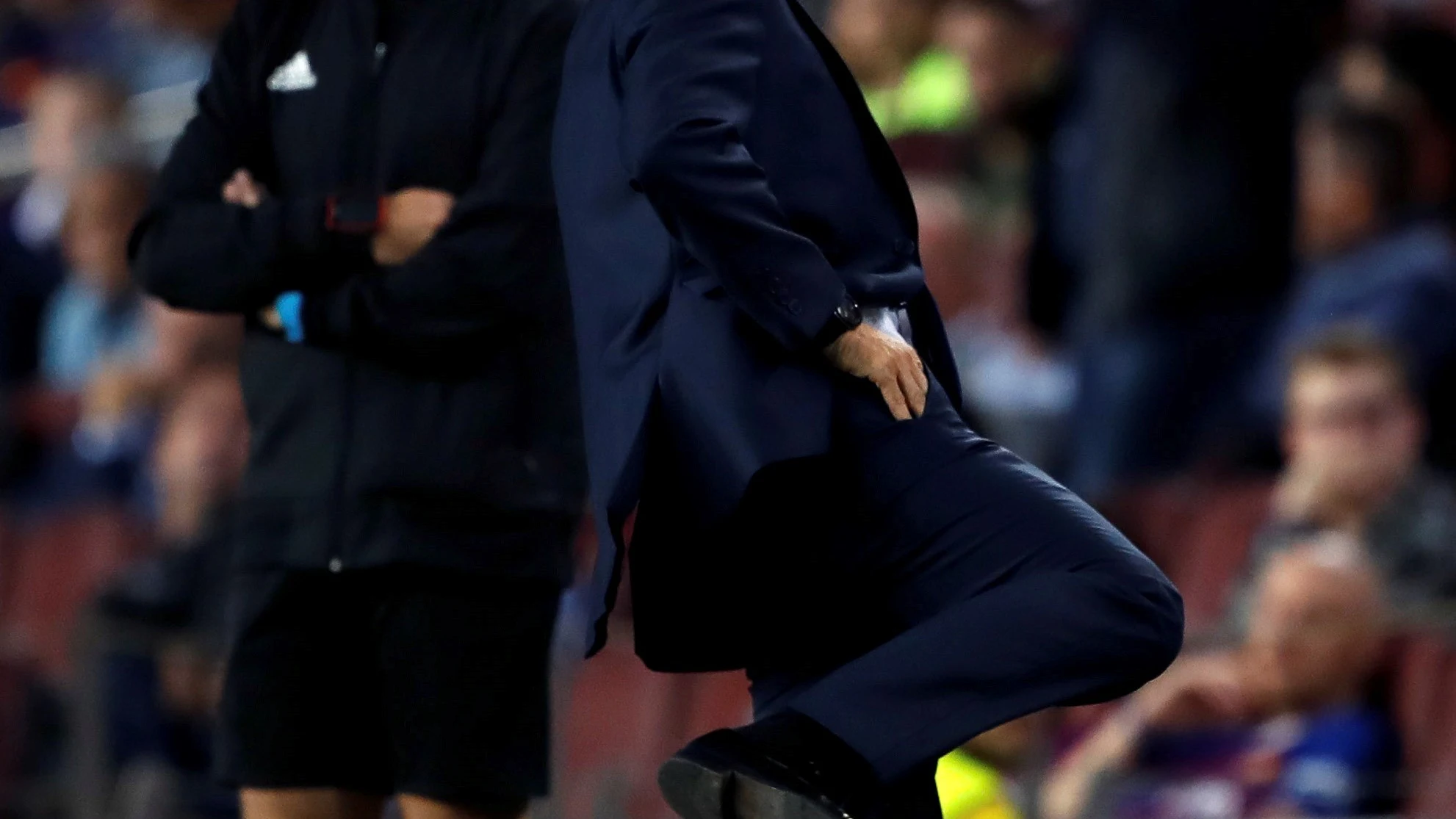 Valverde, en la banda del Camp Nou