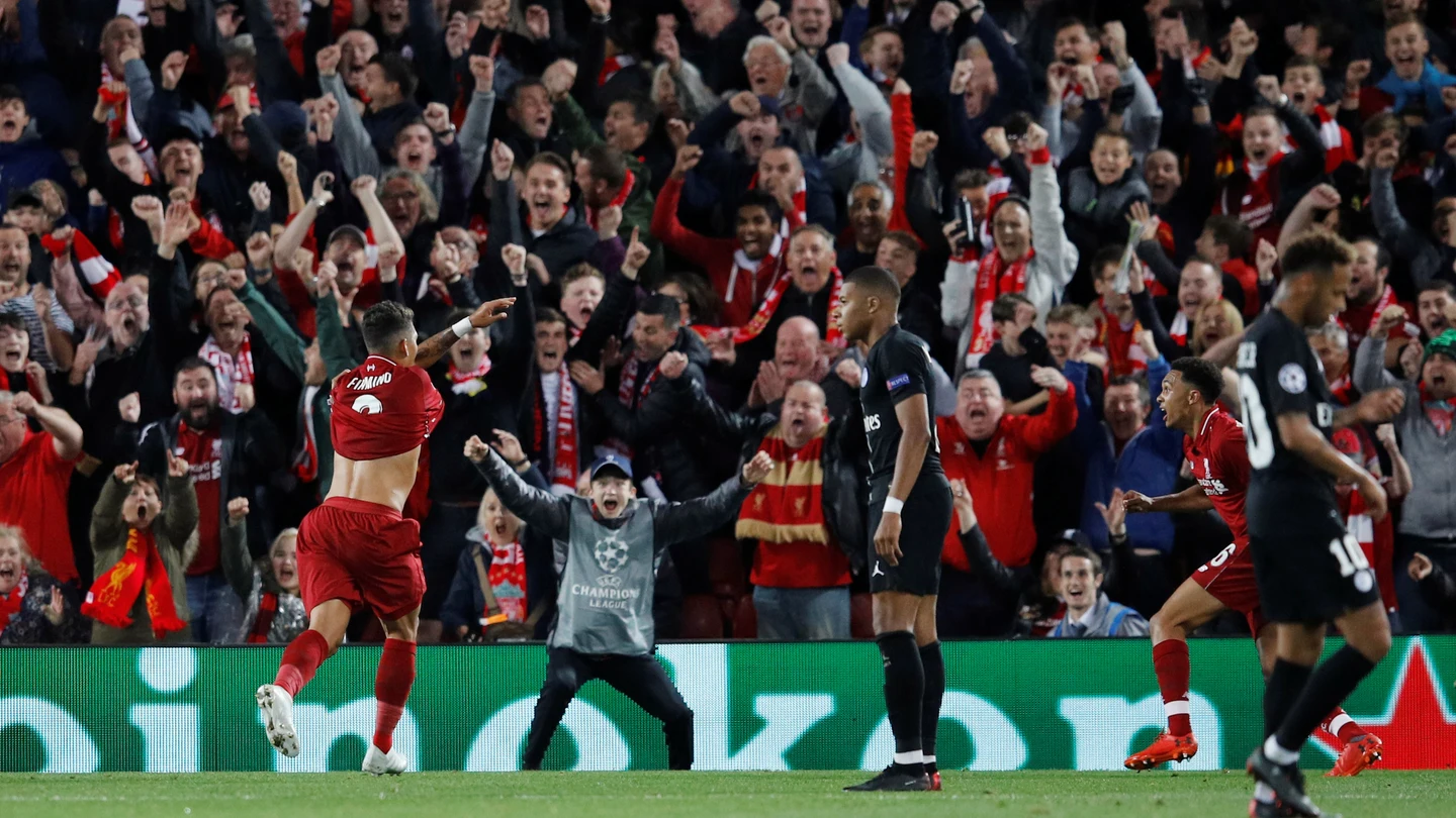 Firmino celebra el tercer y definitivo gol ante el PSG Firmino celebra el tercer y definitivo gol ante el PSG