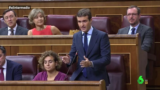 Casado se vuelve a confundir al atacar a Sánchez y Wyoming alucina: "¿Dice que la presencia del presidente es 'daniña'?, ¡qué le pasa!" Casado se vuelve a confundir al atacar a Sánchez y Wyoming alucina: "¿Dice que la presencia del presidente es 'daniña'?, ¡qué le pasa!"