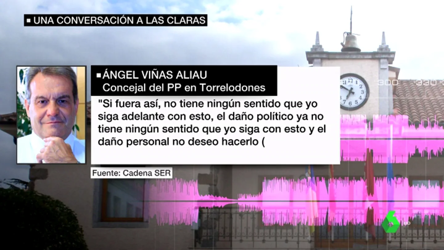 El chantaje de un concejal del PP a la alcaldesa de Torrelodones: "Queremos la silla. Si no os presentáis, intento frenar la denuncia" El chantaje de un concejal del PP a la alcaldesa de Torrelodones: "Queremos la silla. Si no os presentáis, intento frenar la denuncia"