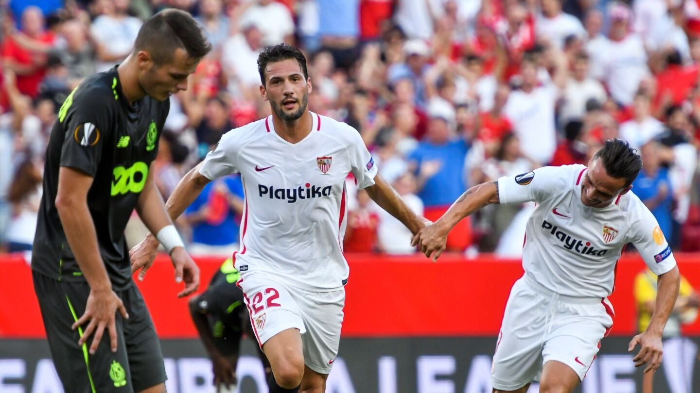 Franco V&aacute;zquez celebra su gol ante el Lieja