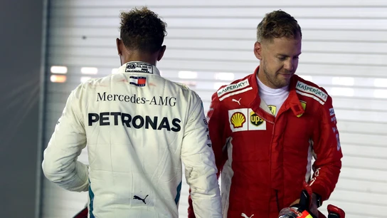 Hamilton y Vettel, en el trazado de Marina Bay Hamilton y Vettel, en el trazado de Marina Bay