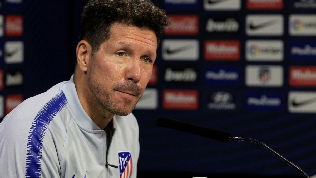 Diego Simeone, ante los medios