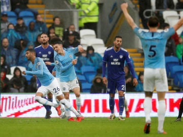 Riyad Mahrez celebra un gol ante el Cardiff Riyad Mahrez celebra un gol ante el Cardiff