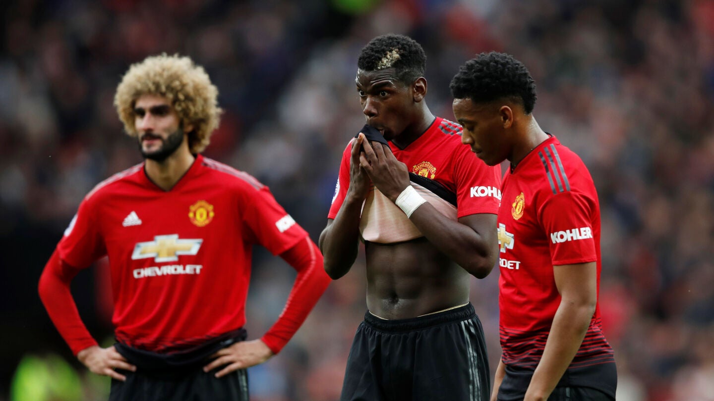 Los jugadores del United, en el partido ante el Wolverhampton