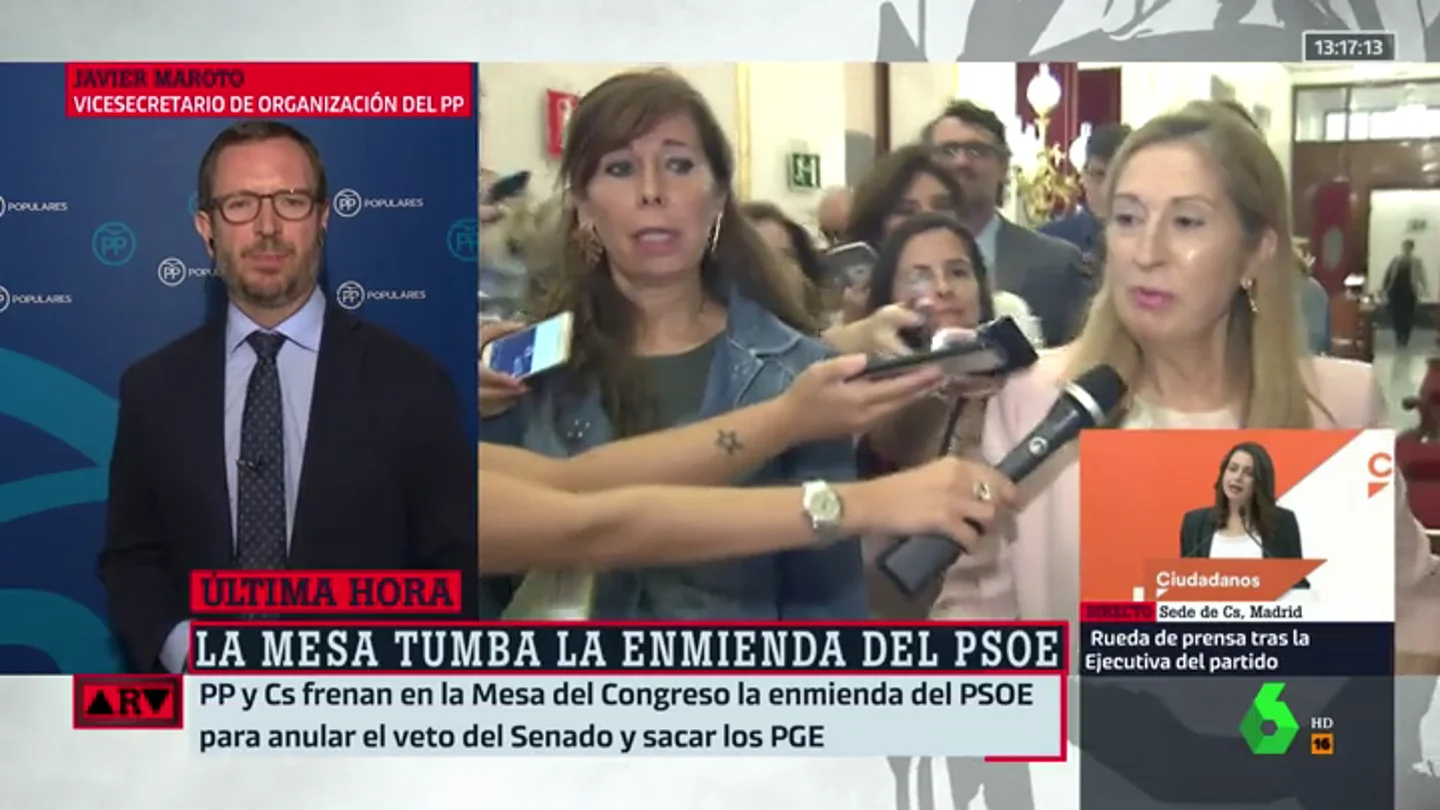 Javier Maroto, tras tumbar la enmienda del PSOE sobre los Presupuestos: "España necesita elecciones generales ya" Javier Maroto, tras tumbar la enmienda del PSOE sobre los Presupuestos: "España necesita elecciones generales ya"