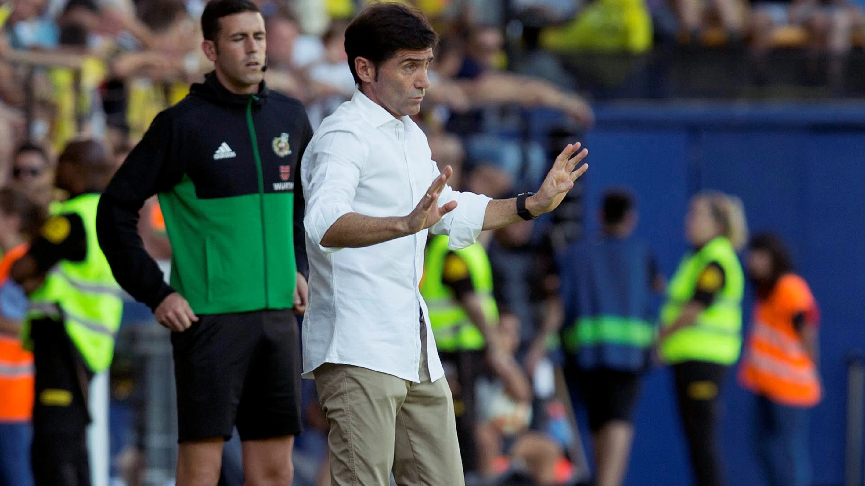 Marcelino, durante el partido contra el Villarreal